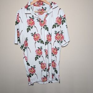 Sosik White Floral Short‎ Sleeve Shirt Dress Size L